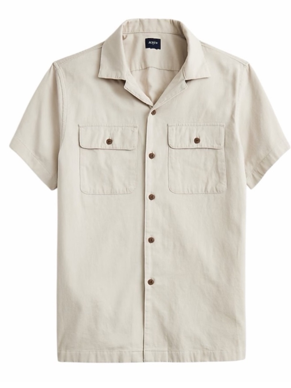 J. Crew Fall Textured Corduroy Short Sleeve Button Down Camp Shirt - Stone/Beige - Picture 6 of 17